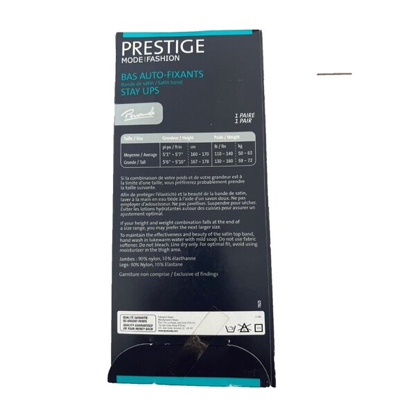 Prestige Stay Ups Hosiery Satin Band Fishnet Leg Black ( M ) - Picture 2 of 2